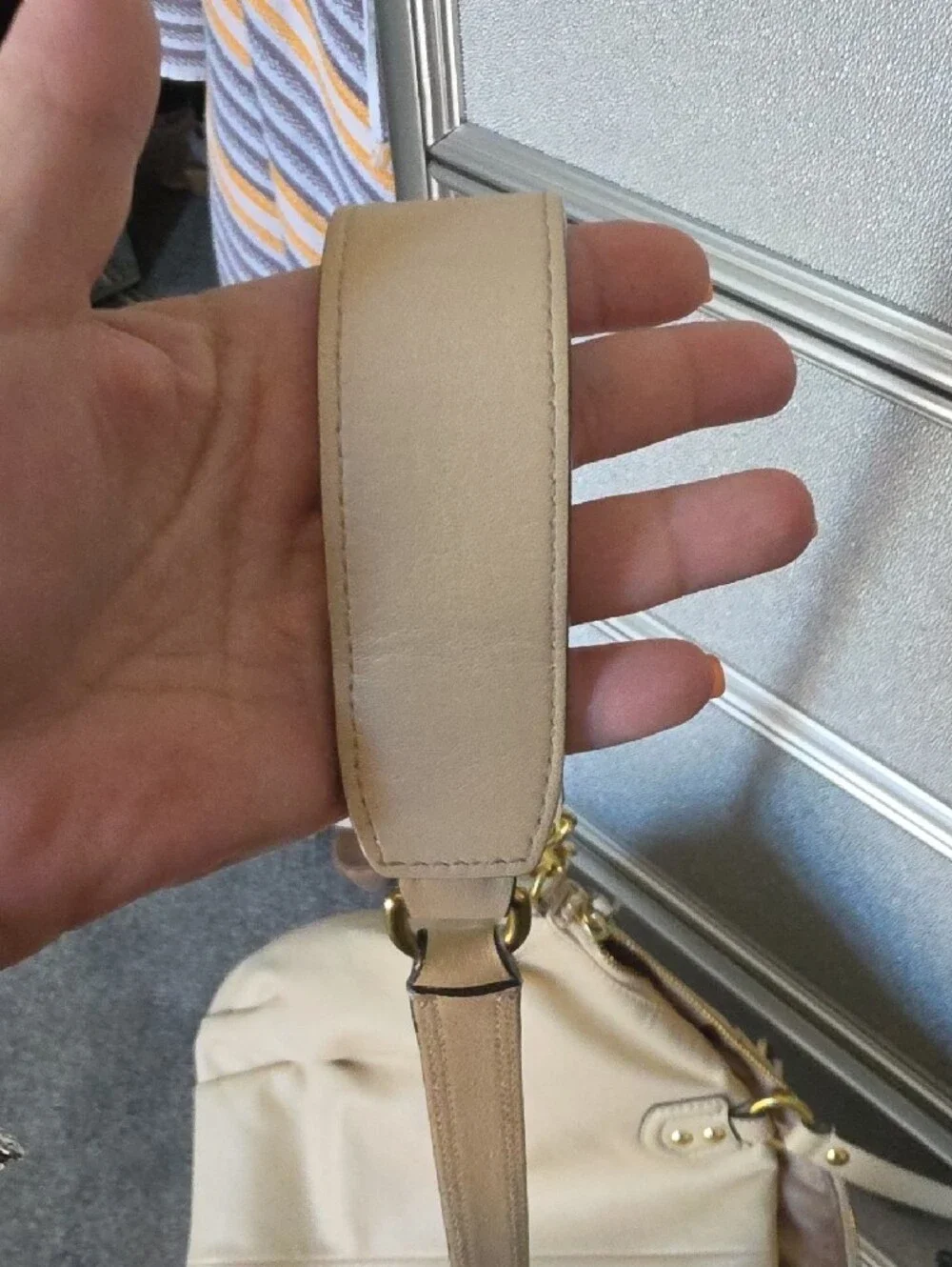 Coach Cream Leather Shoulder Bag with Gold Hardware